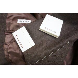 Caruso Brown Black Herringbone 100% Cashmere Sport Coat Jacket Sz 50R BRAND NEW